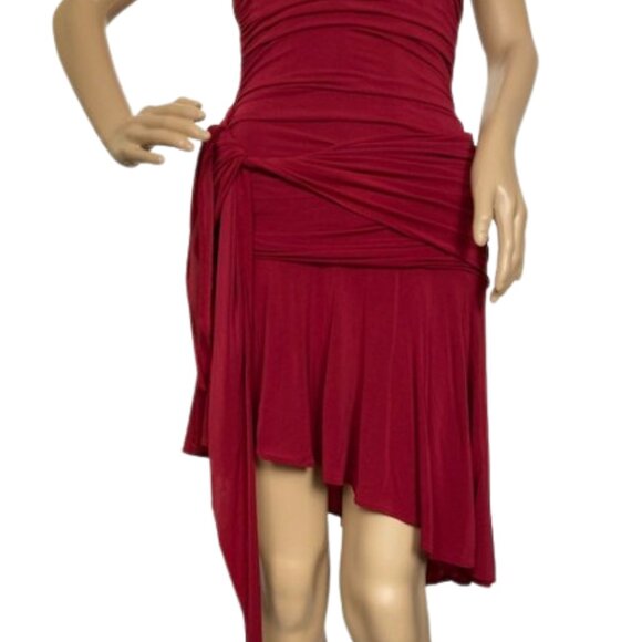BCBG Maxazria Deep Red Ruched Dress - Picture 3 of 7